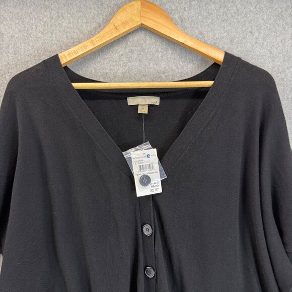 OneA Womens Black Button-Up Cardigan Sweater Button Sleeve Boxy Size Medium NWT - Picture 2 of 15
